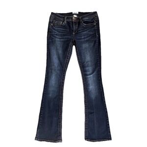 Vtg Mudd Jeans Women's Sz 7 Small Flare Bootcut Low Rise Stretch Dark Wash Y2K